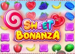 Casino Sweet Bonanza game with colorful candies and fruits.  FunClub Casino Online Canada
